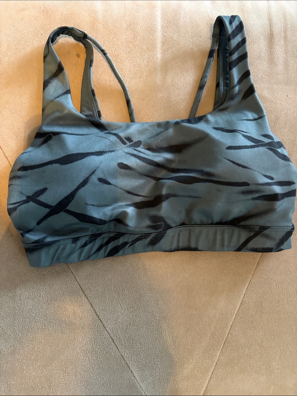 Athleta Olive Green and Black Printed Sports Bra - Picture 6 of 9